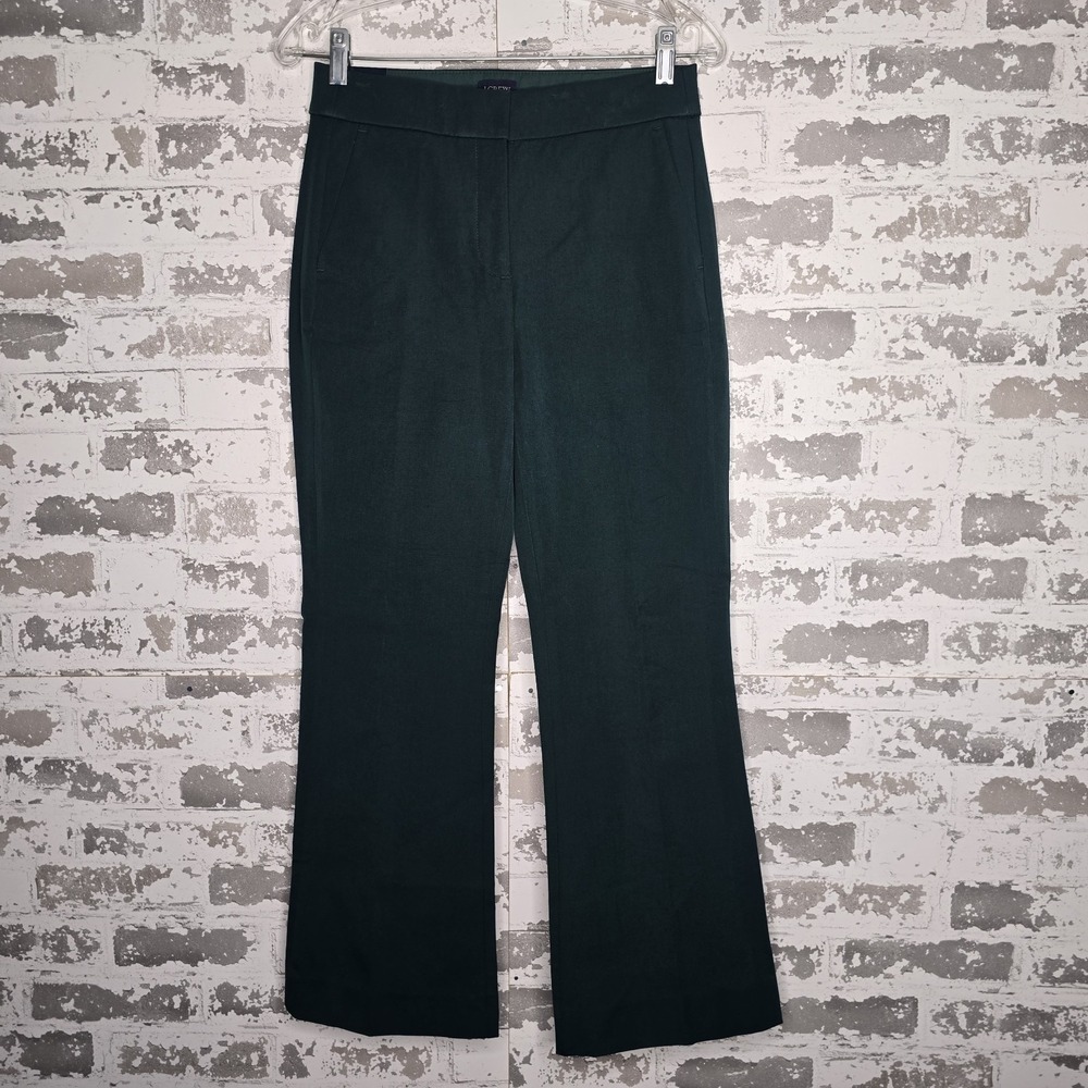 NEW J Crew Pants Womens 2 Tall Kelsey Flare Green Cotton Stretch Cropped Leg